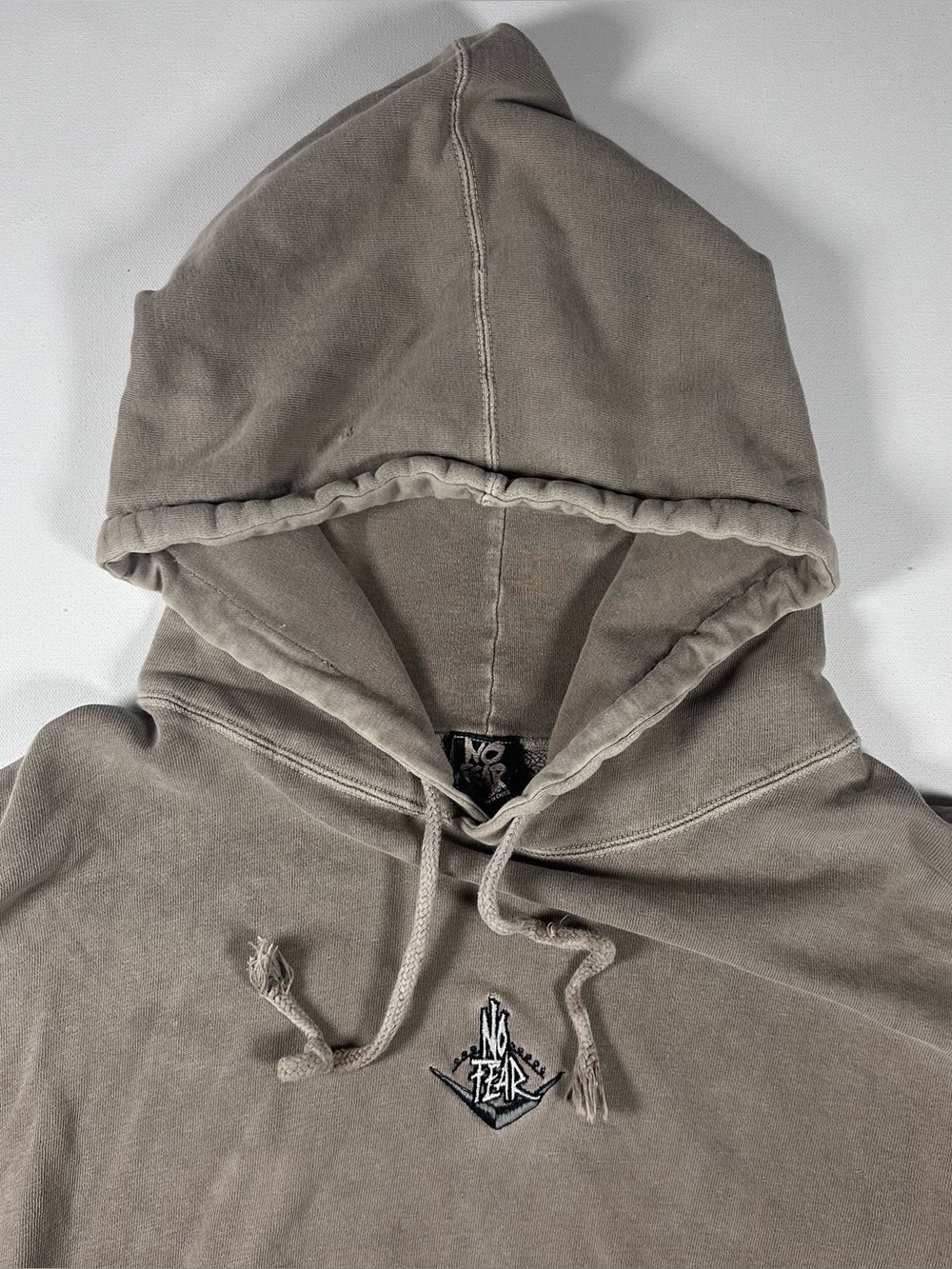 Vintage No Fear Hoodie Mens 2XL Gray Sweatshirt Skater Motocross BMX Y2K Faded